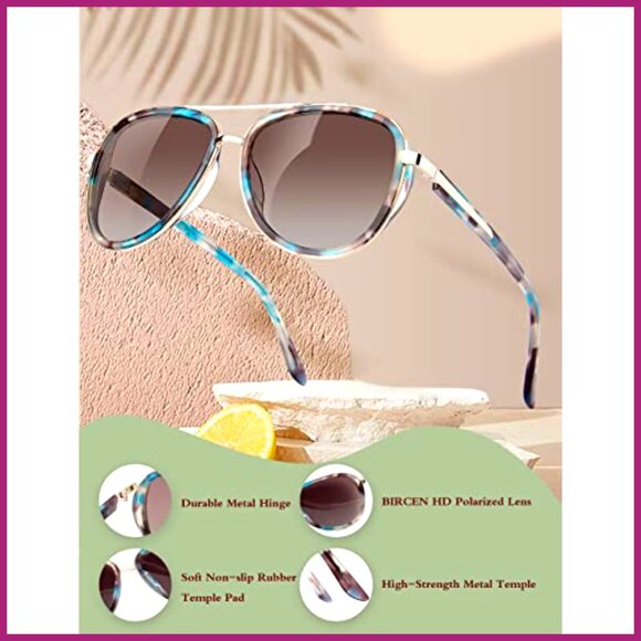 Polarized Sunglasses with Acetate Frame, Mirrored Lenses, UV400 Protection